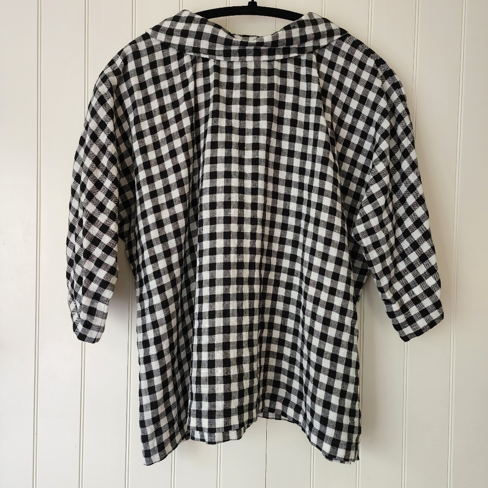 LINENBEE Gingham Linen Top~M - Picture 2 of 8